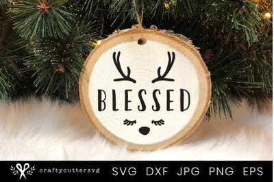 Christmas Ornament SVG, Blessed Svg, Reindeer Antlers Svg, Christmas Decoration, Reindeer Clipart, Farmhouse Holiday Decor, Cut Files Cricut