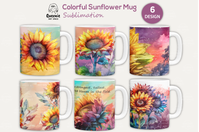 Colorful Sunflower Mug Sublimation | Flower Mug Wrap