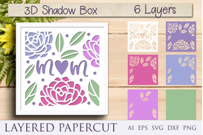 Mom shadow box svg, 3d layered Mothers day