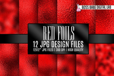 Red Foil Textures, foil digital paper