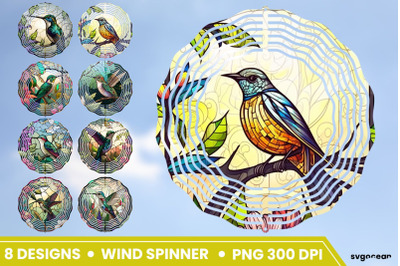 Stained Glass Bird Wind Spinner | Sublimation Designs