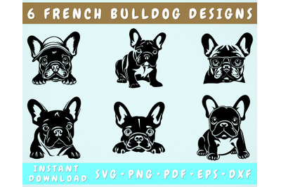 French Bulldog SVG Bundle, 6 Designs, French Bulldog PNG, Frenchie SVG