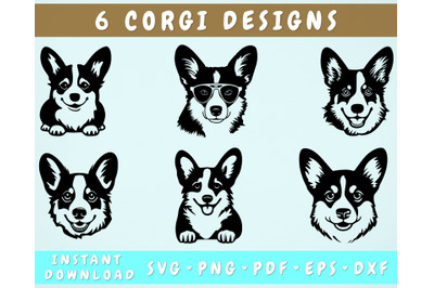 Corgi SVG Bundle&2C; 6 Designs&2C; Corgi PNG&2C; Corgi Clipart&2C; Welsh Corgi SVG