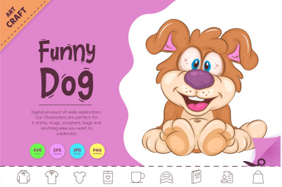 Funny Cartoon Dog. Clipart.