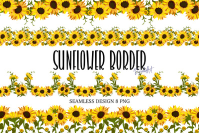 Sunflower Border Flowers PNG