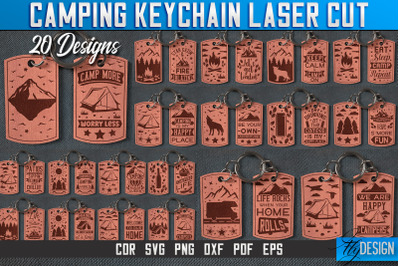 Camping Keychain Laser Cut SVG | Camping Laser Cut SVG Design | CNC