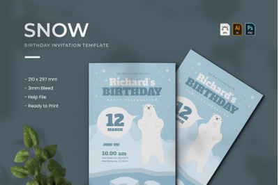 Snow - Birthday Invitation