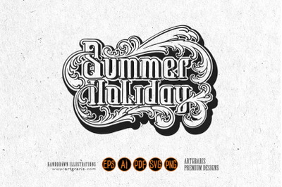 Lettering summer holiday typeface luxury classic floral frame ornament