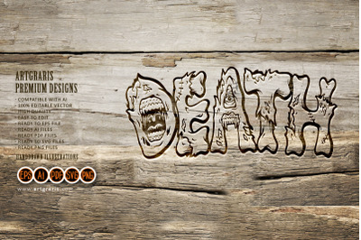 Zombie bone lettering death word illustration silhouette