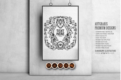 Ornate frame label vintage flourish ornament monochrome