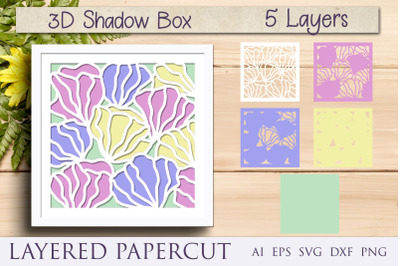 Flower 3d shadow box layered papercut svg