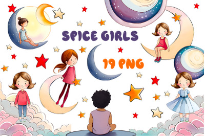 SPACE  universe &amp;amp; cute girls clipart