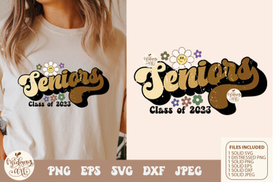 Retro seniors class of 2023 groovy svg png sublimation, distressed png