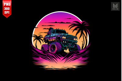 Synthwave Retro Monster Truck 2