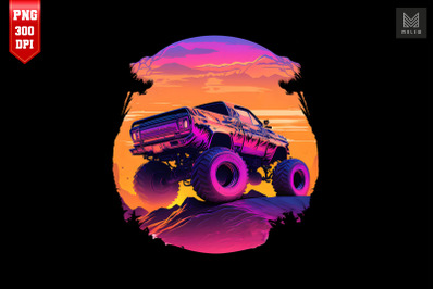 Synthwave Retro Monster Truck 4