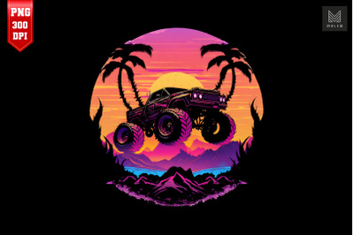 Synthwave Retro Monster Truck 9