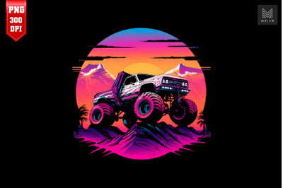 Synthwave Retro Monster Truck 12
