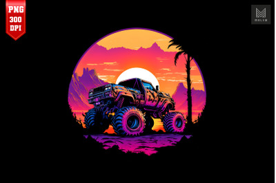 Synthwave Retro Monster Truck 13