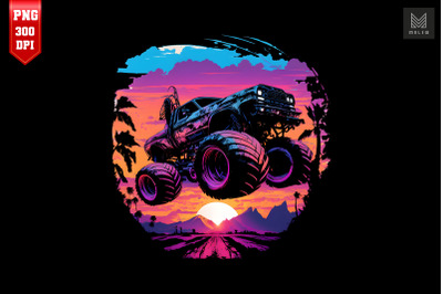 Synthwave Retro Monster Truck 14