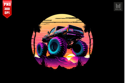 Synthwave Retro Monster Truck 18