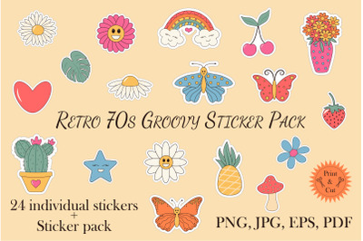 Retro 70s Groovy Sticker Pack