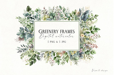 Watercolor Greenery Frames