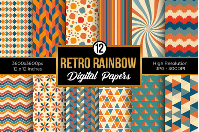 Retro Rainbow Seamless pattern Digital papers