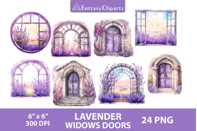 Watercolor Lavender Windows And Doors Clipart