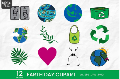 Earth Day Clipart | 12 Variations