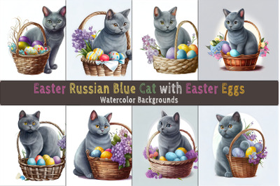 Easter Russian Blue Cat background