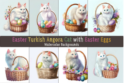 Easter Turkish Angora Cat background