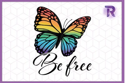 Be Free Butterfly LGBT Rainbow