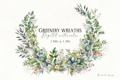 Watercolor Greenery Wreaths