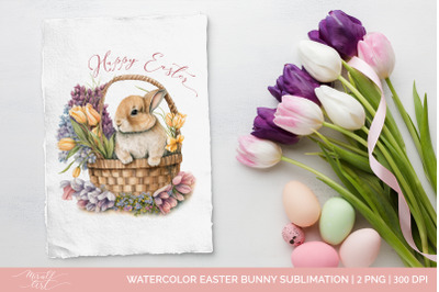 Watercolor Easter Bunny Sublimation. Vintage PNG Clip Art