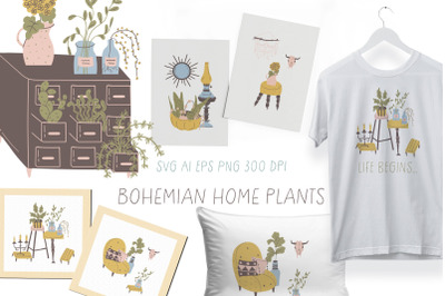 Bohemian home plants prints