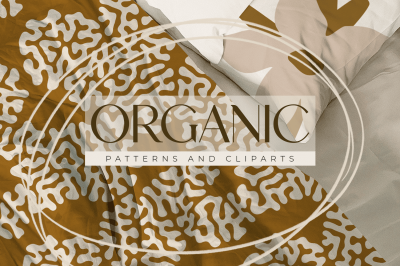 Organic collection. Seamless patterns and abstract flowers