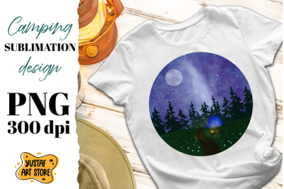 Adventure/Camping sublimation design. Night forest landscape