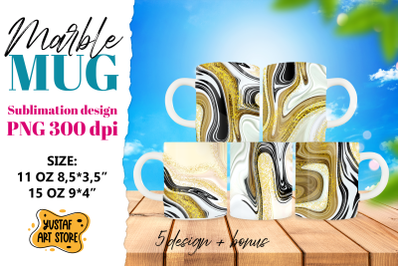 Marble sublimation mug. Fluid art marble 5 design 11oz 15oz