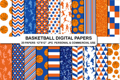 Basketball Sports Digital Background Papers Pattern Clipart