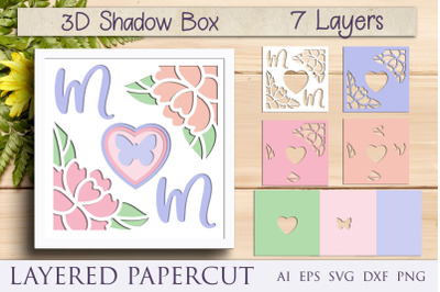 Mom shadow box svg, Mothers day 3d design