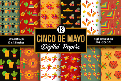 Cinco de Mayo Seamless Pattern Digital Papers