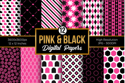 Pink &amp; Black Digital Papers