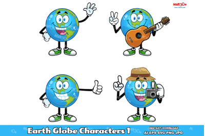 Earth Globe Cartoon Characters 1