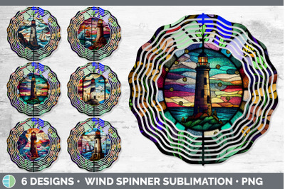 Stained Glass Lighthouse Wind Spinner | Sublimation Spinner