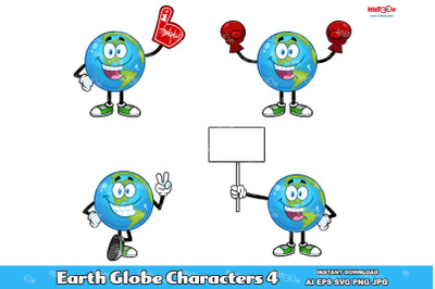 Earth Globe Cartoon Characters 4