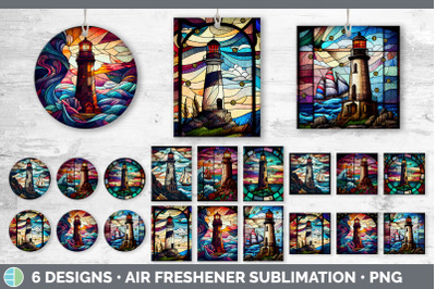 Stained Glass Lighthouse Air Freshener | Sublimation Car Fre