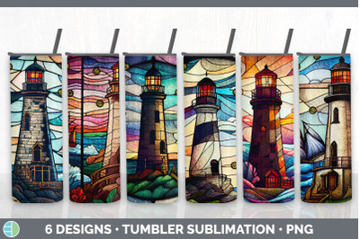 Stained Glass Lighthouse Tumbler | Sublimation 20 oz Skinny Tumbler De