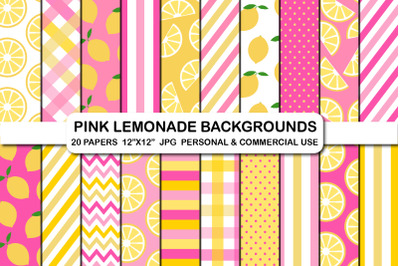 Pink Lemonade Digital Background Papers Summer Pattern Paper