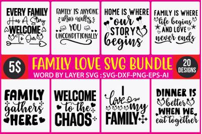 Happy Love Family SVG Bundle,Family Sign Svg Bundle, Funny Cut Files,