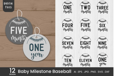 Baby Milestone Baseball SVG | 12 Variations